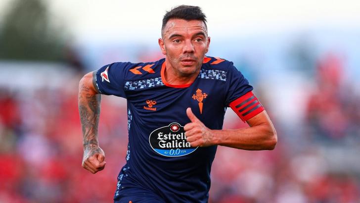 Iago Aspas of Celta Vigo makes a run for the ball